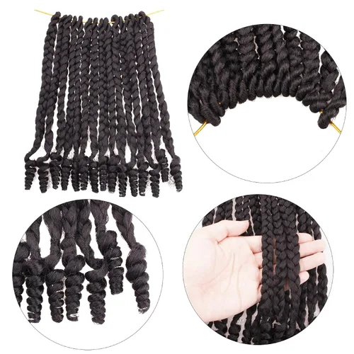 Miniatura 8 de Pelo corto Goddess Box trenzado de ganchillo para mujeres negras y bebés niños, 7 paquetes de 10 pulgadas, color negro natural, cabello sintético