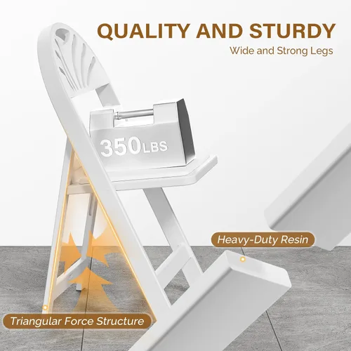 Miniatura 4 de VINGLI Silla plegable de plástico de resina blanca con asiento acolchado, silla de plástico plegable con capacidad de peso de hasta 350 libras