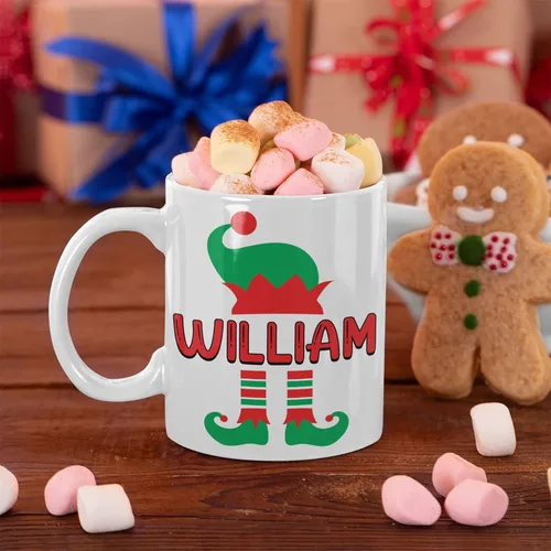 Miniatura 4 de Taza personalizada con nombre de elfo para Navidad, tazas personalizadas para niños y niñas, regalos de Navidad, taza de café personalizada