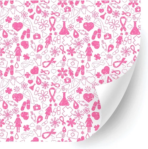 Miniatura 9 de HTV4U Vinilo de transferencia de calor con estampado de concienciación sobre el cáncer de mama con purpurina (cinta rosa bebé, 12 x 12 pulgadas)