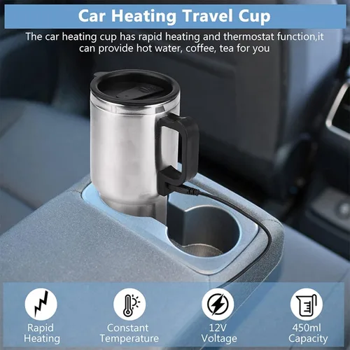 Miniatura 6 de Hervidor de té eléctrico, hervidor eléctrico para automóvil, 12 V 15.2 fl oz, taza de calefacción eléctrica de viaje en el automóvil, calentador