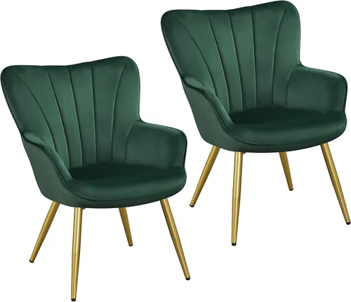 Miniatura 18 de Yaheetech Sillón de piel sintética, silla moderna con patas de metal, cómoda silla tapizada para sala de estar, dormitorio, tocador, marrón, 2 piezas
