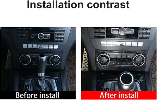 Miniatura 2 de YIWANG Marco de perilla de control central de ABS cromado para Mercedes Benz Clase C W204 2011-2014 Accesorios de automóvil (grano de madera negra)