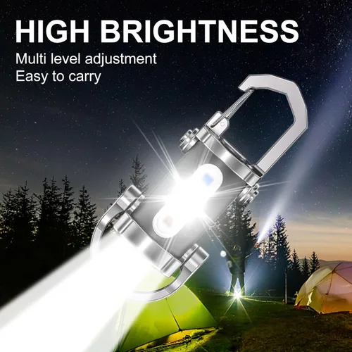 Miniatura 3 de Linterna de llavero recargable, brillante de 800 lúmenes, luz de llavero EDC de aluminio, 7 modos de luz, luz de trabajo COB, linternas