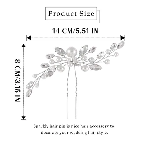 Miniatura 3 de JAKAWIN Accesorios para el cabello de boda Pin de pelo de novia Clip de pelo de novia para mujeres (plata)