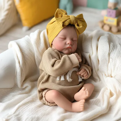 Miniatura 6 de iCradle Muñecas de bebé Reborn de 19 pulgadas, cuerpo suave, realista, muñeca de bebé recién nacido, muñeca de la vida real con ropa y biberones