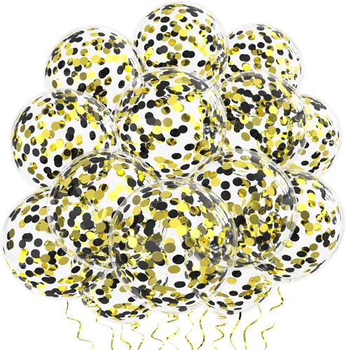Miniatura 22 de 25 globos de confeti amarillo, globos de látex transparente de 12 pulgadas de grosor con confeti en el interior para fiesta de cumpleaños, baby
