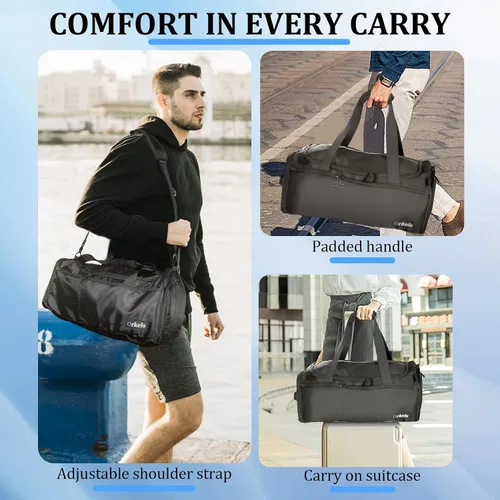 Miniatura 7 de ORKELS Bolsa de gimnasio con compartimento para zapatos, bolsa deportiva de 29 litros para hombres y mujeres, mochila de viaje con bolsillo húmedo