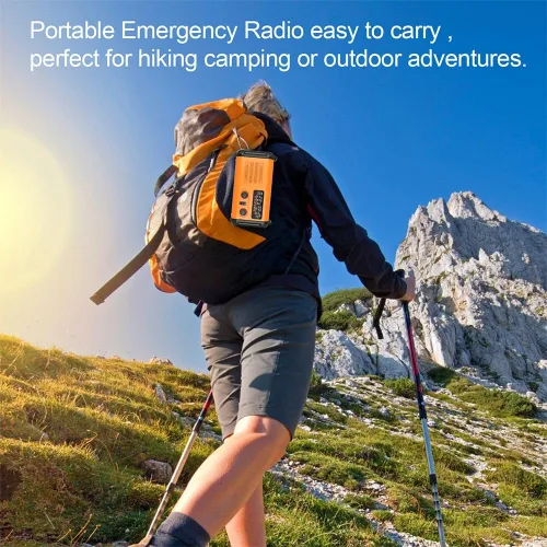 Miniatura 6 de Radio meteorológica de 20000 mAh NOAA/AM/FM, radio de emergencia, manivela, linterna solar, cargador de teléfono, lámpara de lectura, conector