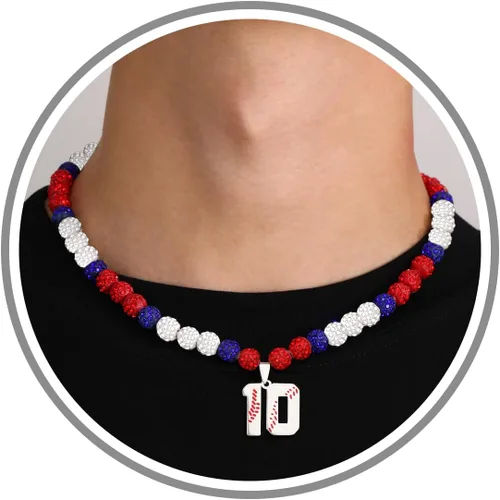 Miniatura 77 de Btysun Collares de béisbol de béisbol número 0-99 dijes de acero inoxidable para hombres, regalos de béisbol, papá, marido, regalo de Navidad