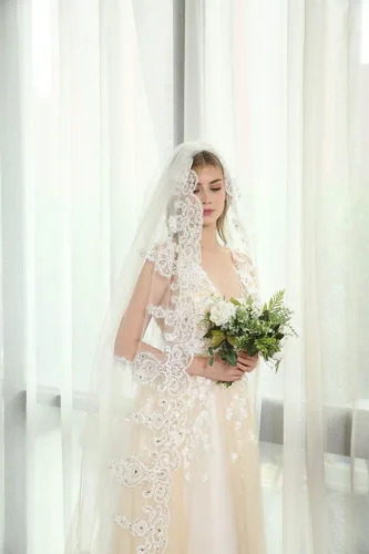 Miniatura 5 de Newdeve 3M 1T velos de novia blanco marfil con peine sin cristal