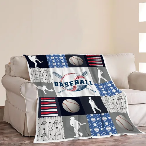 Miniatura 39 de Manta decorativa de béisbol – Cómodo forro polar de franela de felpa, ligera, cálida, suave, esponjosa, difusa, 40 x 50 pulgadas para niños, niños