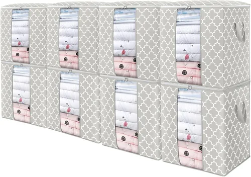 Miniatura 12 de WISELIFE Bolsas de Almacenamiento [3 Unidades/100L] Contenedores Grandes de Organización y Almacenamiento de Mantas y Ropa para Edredones, Ropa