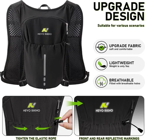 Miniatura 5 de N NEVO RHINO Chaleco para Correr, Chaleco de Hidratación Ligero, Mochila de Agua Aislada con Vejiga de Agua de 1.5L para Senderismo, Camino