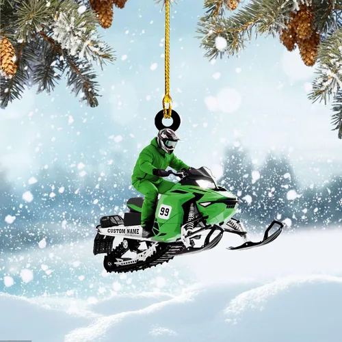 Miniatura 3 de Zapatos de motos de nieve personalizados personalizados adorno de Navidad de acrílico para amantes de motos de nieve (SM 1)