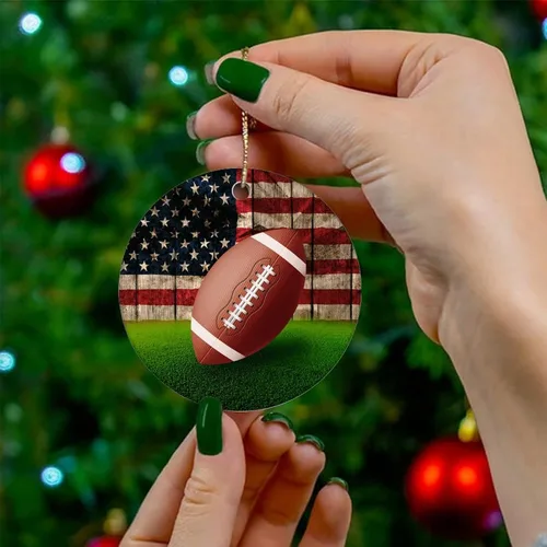 Miniatura 4 de Adorno de Navidad de cerámica con diseño de bandera de Estados Unidos con dos caras, novedad para familiares, amigos, niños, amantes del fútbol
