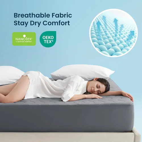 Miniatura 5 de Sleep Zone Protector de colchón refrescante individual, almohadilla de ropa de cama impermeable para personas que duermen con calor, cubrecolchón