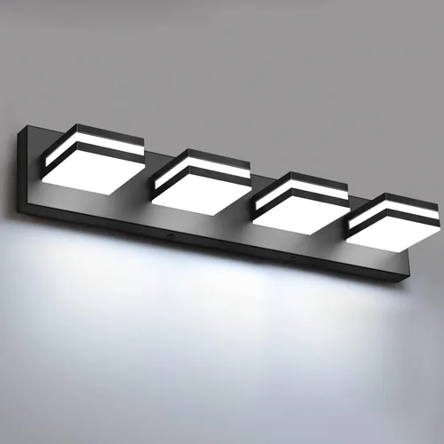 Miniatura 17 de IZORRO Luces LED modernas para baño (8 luces, regulables), iluminación de pared acrílica blanca mate, luces de tocador para baño sobre espejo, 6000