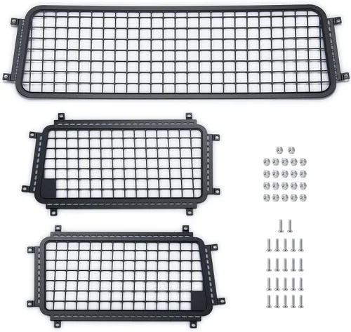MORLORDY Ventanas laterales de metal RC Ventanas traseras Red de malla protectora para 1/10 Escala RC Crawler Car TRX4 2021 Bronco Actualizaciones