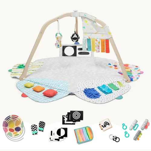LOVEVERY, El juego de regalo para recién nacido, gimnasio de juego con hebras sensoriales y kit de juego Looker, esenciales para el desarrollo del