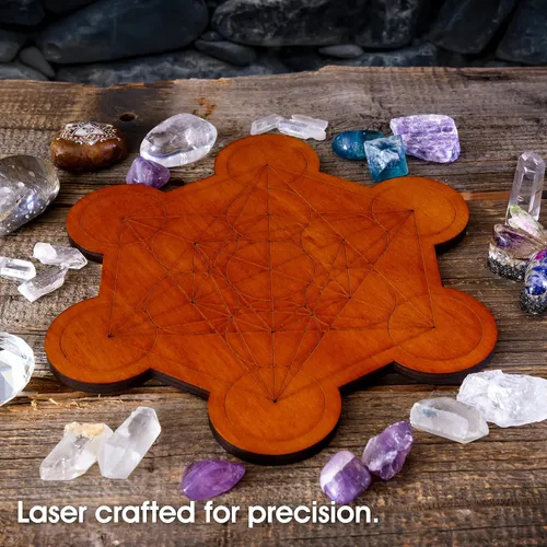 Miniatura 7 de Tablero de rejilla de cristal para piedras, cubo de Metatrón de 10 pulgadas de diámetro, tablero de geometría sagrada, amplifica el poder de tus