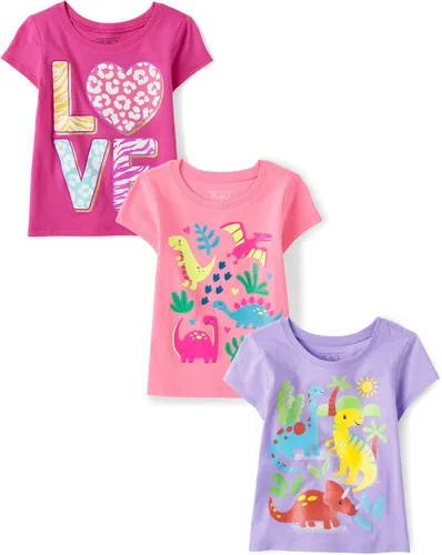 Miniatura 34 de The Children's Place Camisetas estampadas de manga corta para bebés y niñas pequeñas, con diseño de unicornios y mariposas, a la moda, paquete de 3