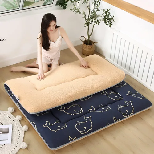 Miniatura 10 de Cubrecolchón de futón plegable japonés, colchón enrollable, colchón individual para dormir, para camping, 3.1 in de grosor, cama portátil de Negro
