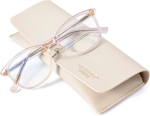 Madison Avenue - Lentes de lectura cuadrados vintage para mujer, con filtro de luz azul, fabricados en TR90, reducen el cansancio visual y el