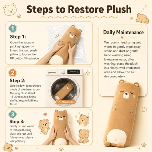 Miniatura 3 de Almohadas de Cuerpo de Felpa Larga Lindas de 27" Almohadas de Cuerpo para la Cama con Forma de Animal de Peluche para Abrazar Muñecos de Peluche