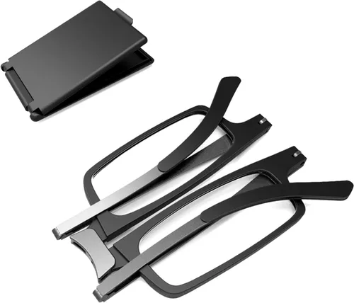 Case Upgrade - Anteojos de lectura plegables ultraligeros y delgados, para hombres y mujeres, estuche compacto y portátil rectangular (negro, 1.5)
