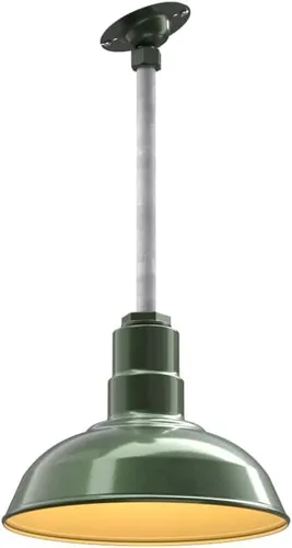 Miniatura 57 de Steel Lighting Co. El Segundo - Lámpara de granero Colgante montado en el techo Domo de 12 pulgadas Vástago de 12 pulgadas Luz de acero