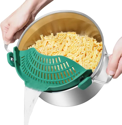 Miniatura 21 de AUOON - Colador grande con clip para todas las ollas y sartenes, colador de silicona de gran tamaño, diseño familiar, colador de pasta, colador