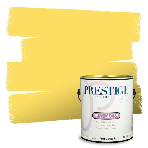 Miniatura 113 de PRESTIGE Pinturas Pintura Exterior e Imprimación En Uno, 1 Galón, Satinado, Pareja Comparable de Benjamin Moore* Amarillo* 320BM-PCM