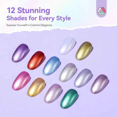 Miniatura 2 de SAVILAND Juego de esmaltes de uñas de secado rápido: 12 piezas de esmalte de uñas de 12 unidades sin 12 colores metálicos de esmalte de uñas