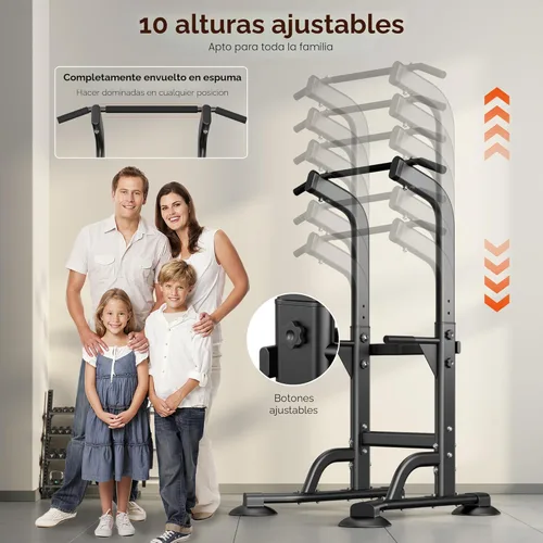 Miniatura 6 de SogesPower Power Tower Estación de Fondos Barra de Dominadas para Gimnasio en Casa con Altura Ajustable Equipo de Entrenamiento de Fuerza, Estación