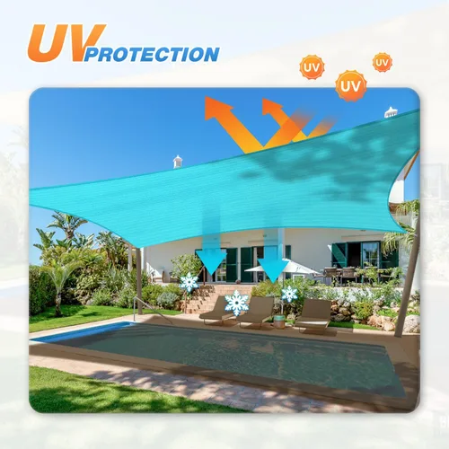 Miniatura 4 de TANG Toldo tipo vela rectangular de 16' x 20', con bloqueo UV, para exteriores, toldo de sol para patio, tela para sombra cuadrada para porche