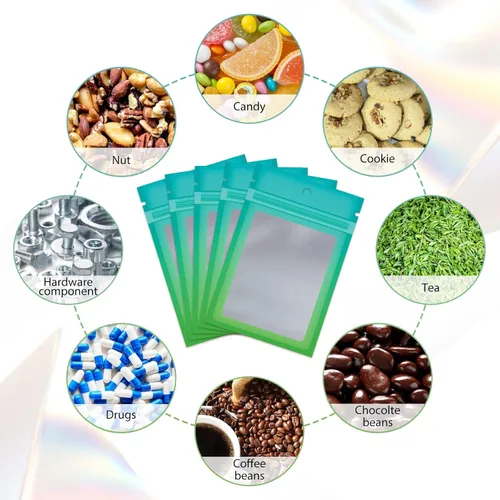 Miniatura 5 de Funfery Paquete de 100 bolsas resellables de Mylar transparentes, bolsas de embalaje degradadas para almacenamiento de alimentos, pequeñas empresas