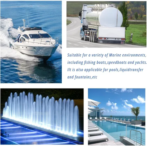 Miniatura 6 de Bomba de sentina no automática de 12 V, 2000 GPH, bomba de agua sumergible para barco marino con motor refrigerado por agua, fusible de 12 A, salida