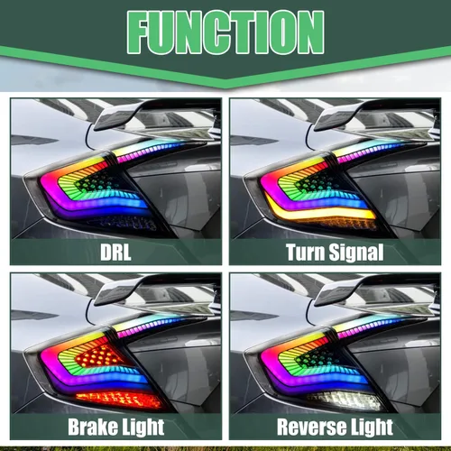 Miniatura 4 de letsdate Luces traseras LED para Honda Civic Sedan 2016-2021, montaje de luces traseras RGB para Honda Civic de 10ª generación con señal de giro