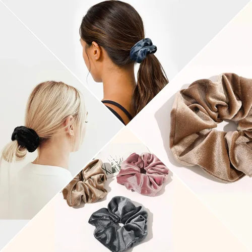 Miniatura 5 de Coleteros Negros para el Cabello para Mujeres - Coleteros Grandes de Satén Extra Grandes Jumbo Gigantes de Gran Tamaño Lindos para Cabello Rizado