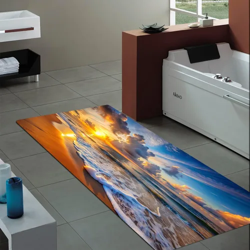 Miniatura 30 de Alfombra antideslizante de espuma de esponja de pelo bajo para puerta de baño, alfombras separadas a prueba de deslizamiento, alfombra de ilusión