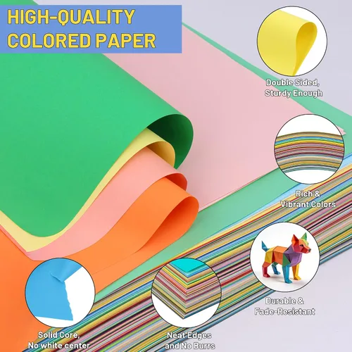 Miniatura 3 de Papel de construcción de 50 colores, 300 unidades, papel de color a granel de 8.5 x 11 pulgadas para manualidades, cartulina gruesa de 80 GSM
