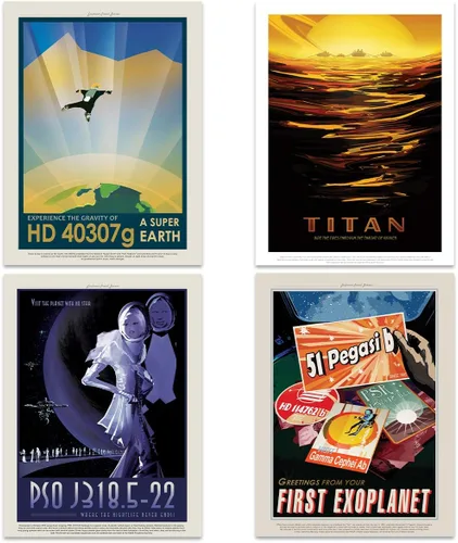 Miniatura 3 de Póster de la NASA Space Grand Tour Travel Exploration Exoplanet Art Print Decoración para el hogar, paquete de 17 – incluye impresión personalizada