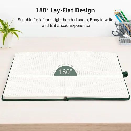 Miniatura 6 de RETTACY Cuaderno de diario punteado, paquete de 2, 160 páginas numeradas por paquete, tamaño mediano A5 (5.7 x 8.3 pulgadas), papel grueso de 120