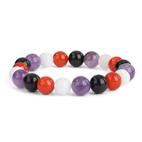 Miniatura 17 de Crystal Vibe Triple Protection Bracelet - 10mm Bead Bracelet for women men With Natural Stones of Tiger Eye Hematite and Black Obsidian - Healing