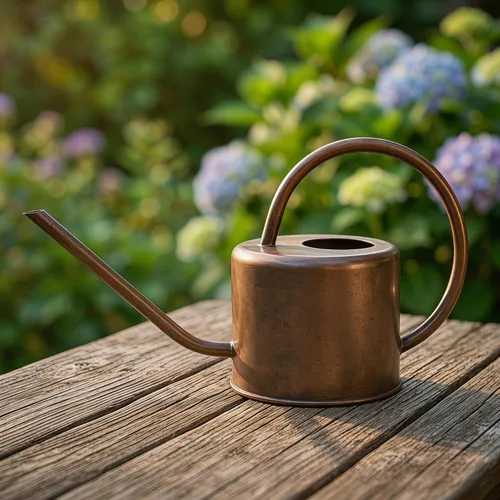 Topadorn Regadera de metal de 1.3 L con boquilla larga, regadera de plantas de interior de bronce, regadera de jardín resistente al óxido con mango