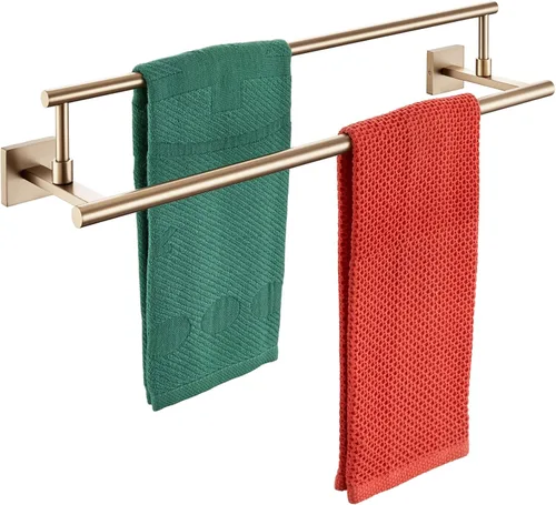 Miniatura 21 de KOKOSIRI Toalleros de baño de 36 pulgadas, rieles dobles para toallas, portatollas negro mate extralargo para cocina, inodoro, acero inoxidable