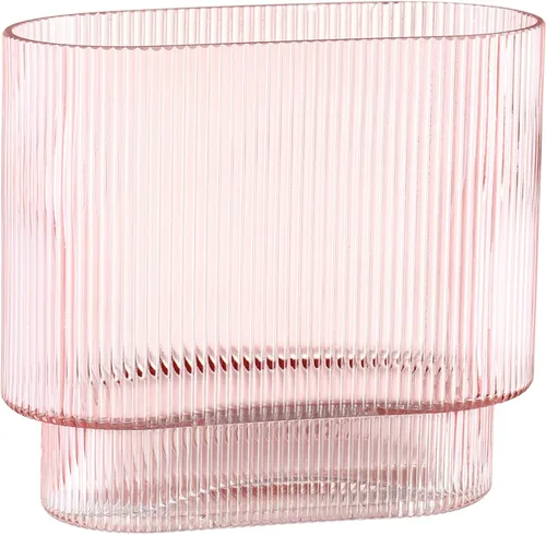 Miniatura 35 de Jarrón redondo de cristal, floreros para ramo, jarrones de vidrio acanalado para flores, pequeño jarrón transparente para sala de estar, oficina
