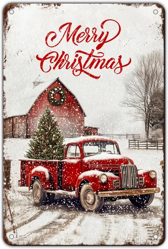 Miniatura 9 de Letreros de Navidad de Metal Vintage de Lata, May You Never to Too Grown Up to Search The Skies Christmas Eve 8x12 Pulgadas Arte Rústico de Pared