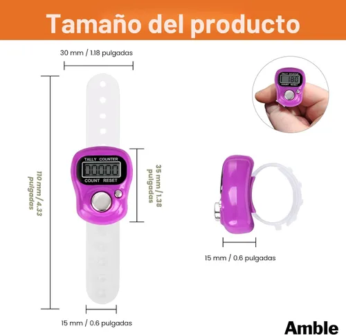 Miniatura 4 de Amble Paquete de 12 Contadores Electrónicos de Dedo, Pantalla LCD Digital Electrónica de 5 Dígitos, Contador de Clicker de Mano, Contador de Mano